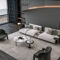 Modern Living Room Sofa Coffee Table Set With Marble Top Armchairs And Rug