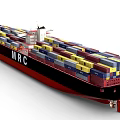 MRC Container Ship With Black Red Hull Loaded Colorful Shipping Containers