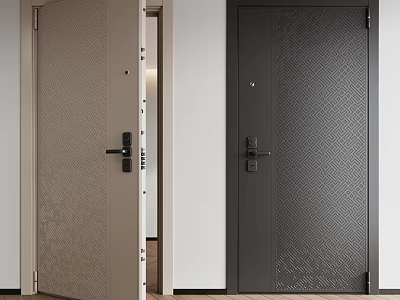 Modern Security Doors With Textured Patterns And Locks 3d model