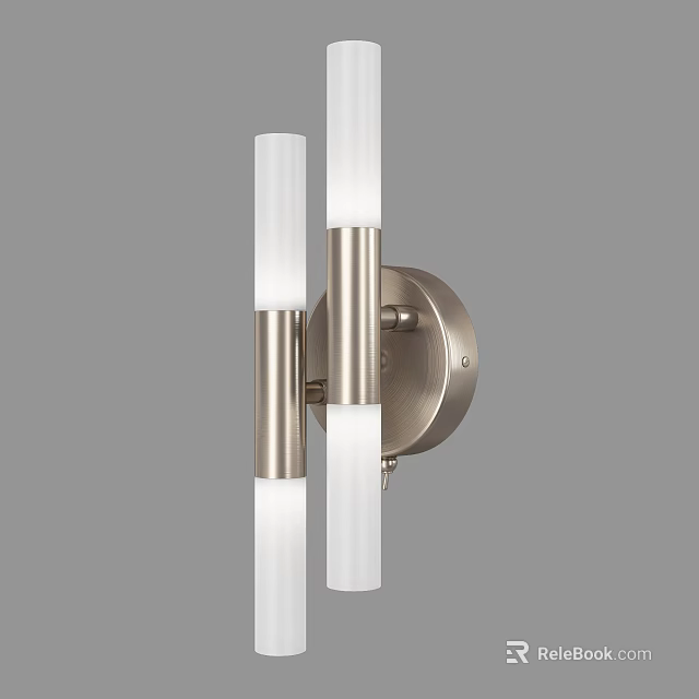 Modern Minimalist Wall Sconce With White Cylindrical Shades And Brushed Nickel Base 3d model 