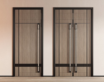 New Chinese Style Entry Door Combination Single Door Double Door Wooden Door Entry Door Villa Door 3d model