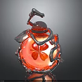 Red Decorative Sphere With Metallic Vine Design And Crystal Like Texture