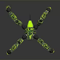 Green Yellow Mechanical Spider Robot 3D Render With Detailed Legged Structure Design 3d model