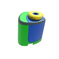Colorful Conical Toy With Yellow Top Blue Middle And Green Base