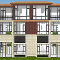 Modern Duplex Villa Exterior Design With Brick Stone Windows And Balconies
