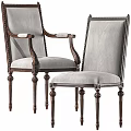 Classical Dining Chairs with Carved Wooden Frame and Light Upholstered Seats for Elegant Dining Room