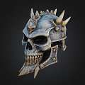 Horned Skull Mask With Spiked Top And Intricate Facial Details