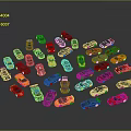 Assorted Colored Small Cars Arranged in Circular Layout on Dark Backdrop