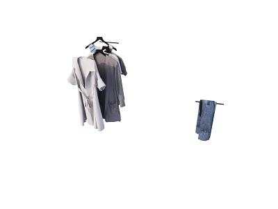 Hanging Clothes On Hanger With White Gray And Casual Fashion Styles 3d model