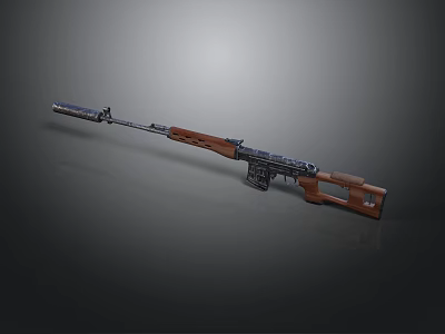 Bolt Action Rifle With Wooden Stock Metal Barrel Scope Isolated On Dark Background 3d model