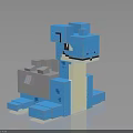 Blue Pixel Art Dinosaur Creature Model With Blocky Design And Smooth Details 3d model