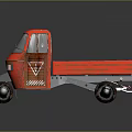 Red Three Wheeled Cargo Motorcycle With Open Truck Bed And Cab