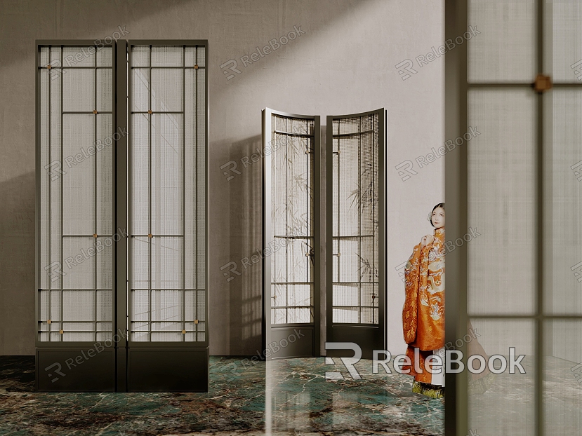 New Chinese Style Screen Decorative Screen Screen Combination Partition Wooden Screen Ancient Clothes Hanfu model