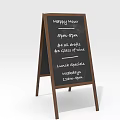 Chalkboard Sign Displaying Happy Hour Lunch Specials 4 Dollar Draft 8 Wine Glasses Times