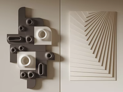 Modern Abstract Wall Hangings With Geometric Shapes And Layered Patterns 3d model