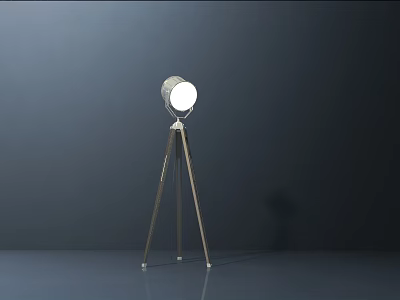 Modern Tripod Floor Lamp With Round Metal Head And Minimalist Design 3d model
