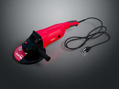 Professional Industrial Angle Grinder with Red Body Black Cable for Metal Cutting and Grinding 3d model
