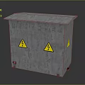 Industrial Computer Cabinet With Metal Enclosure And Safety Warning Signs