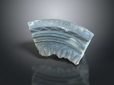 Blue Decorative Household Item With Curved Wave Pattern And Layered Texture 3d model