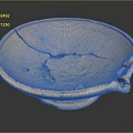 Ceramic Sculpted Bowl with Cracks Restoration Marks Decorative Rim Small Spout and Light Brown Color