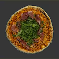 Delicious Pizza Topped With Prosciutto Fresh Arugula Melted Cheese And Crispy Crust