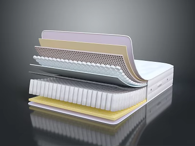 Layered Mattress Design Featuring Comfort Support Layers And Breathable Foam Construction 3d model