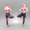 Woman Practicing Tree Yoga Pose In Pink Sports Bra And Dark Leggings
