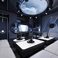 Futuristic KTV Interior With Space Capsule Design And Sofas