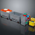 Household Craft Recycling Bins With Colored Items And Yellow Cart