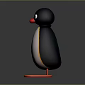 Penguin 3D Model With Black Body White Belly Red Beak Orange Feet And Outstretched Arms