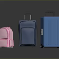Stylish Travel Luggage Collection With Pink Backpack Blue And Light Blue Suitcases