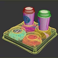 Starbucks Coffee Cup Holder Tray With Two Disposable Cups And Coasters 3d model