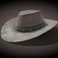 Classic Stylish Gray Western Hat With Wide Brim And Riveted Band