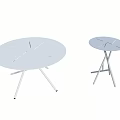 Two Round White Coffee Tables With Metal Frame Modern Design Set 3d model