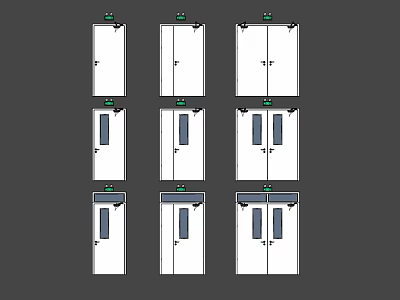 Different Types of Door Designs Featuring Single Double and Glass Panels 3d model