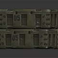 Stacked Green Military Style Crates With Reinforced Corners And Latches