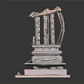 Ornate Multi Tiered Traditional Carved Wooden Throne With Red Base And Golden Decorations