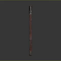 Vintage Red Axe With Worn Metal Head And Wooden Handle