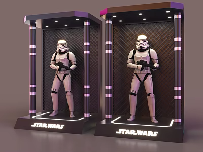 Display Shelves For Star Wars Stormtrooper Figures With LED Lighting And Branding 3d model