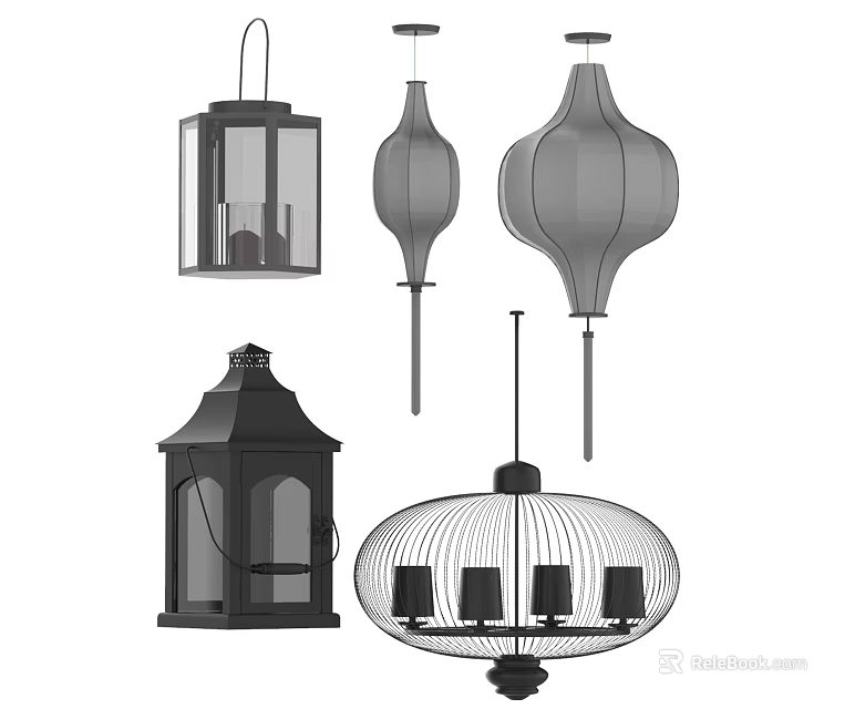 Various Stylish Wall Lamps With Modern Lantern And Decorative Designs For Home 3d model 