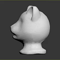 White Cat Head Sculpture With Smooth Matte Surface On Dark Background Base 3d model
