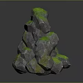 Natural Stone Material With Green Moss And Gray Rock Texture Design 3d model