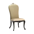 Classic Style Dining Chair with Beige Upholstered Back and Dark Carved Legs