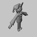 Colorful 3D Cartoon Clown Rabbit With Blue Red Yellow Outfit And Pink Limbs