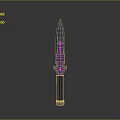 Fantasy Weapon Dagger With Purple Decorative Patterns Black Handle And Silver Base