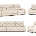 Modern Beige Leather Sofa Set With Three Seater Sofa And Single Chair 3d model