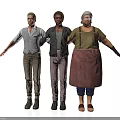 Two Men 3D Character Models Standing With Arms Outstretched In Casual Outfits