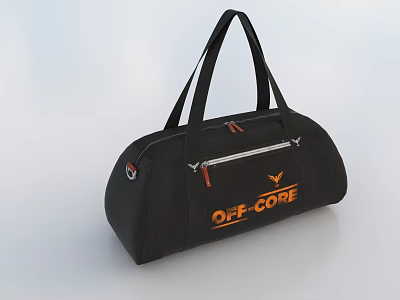Black Duffel Bag With Carry Handles Zipper Pocket And Orange OFF-GORE Logo 3d model