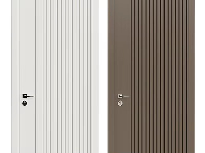 Modern White And Dark Brown Hinged Doors With Vertical Stripes Design 3d model