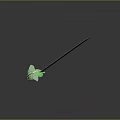 Silver Decorative Sword With Green And Orange Hilt On Reflective Dark Background